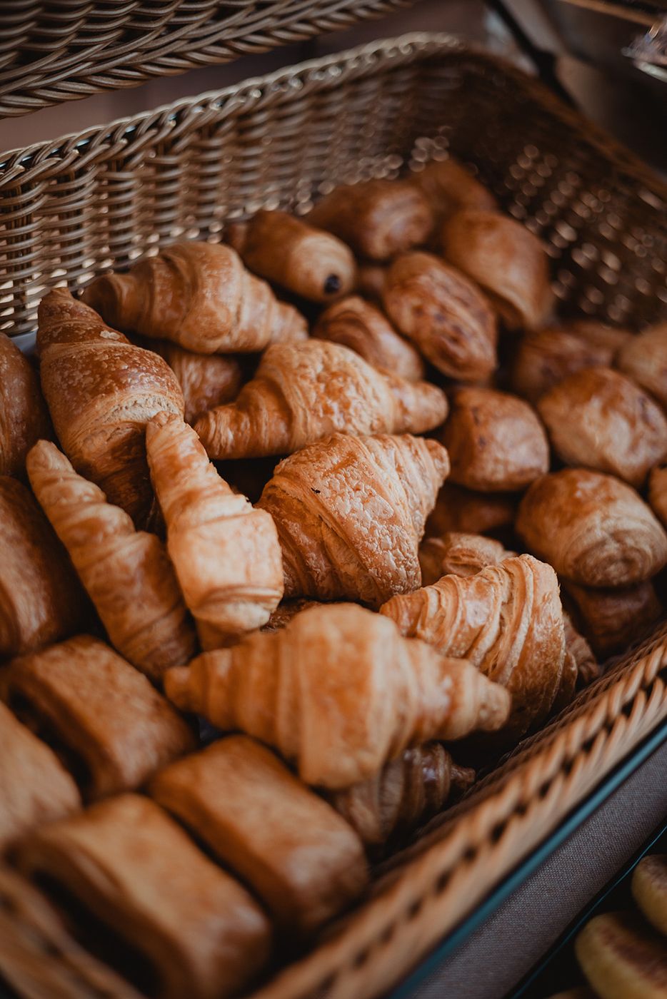 Basket of croissants and pastries