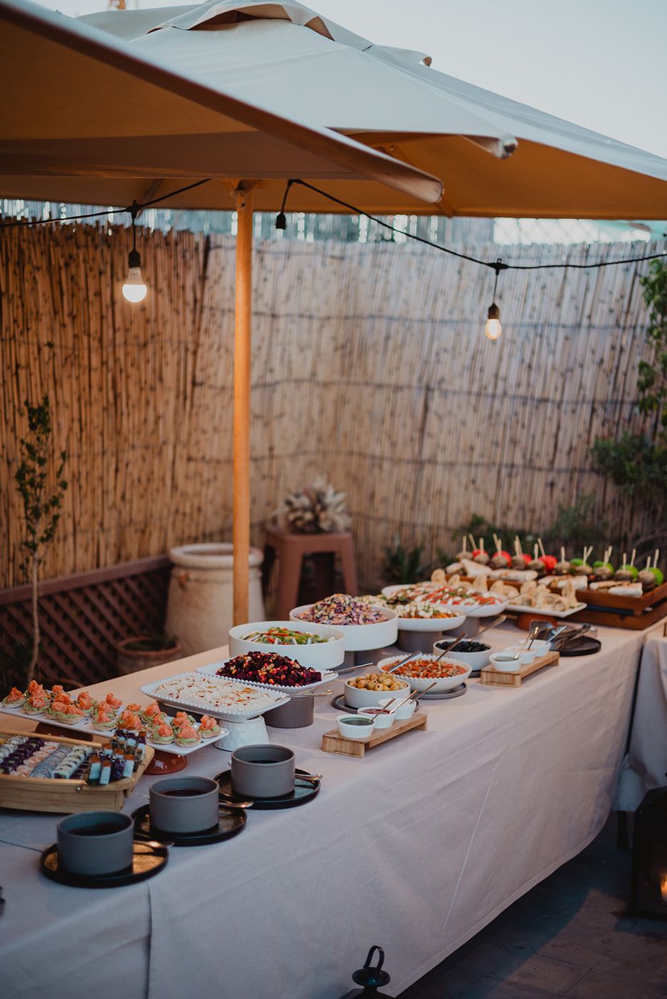 Buffet under the terrace parasols