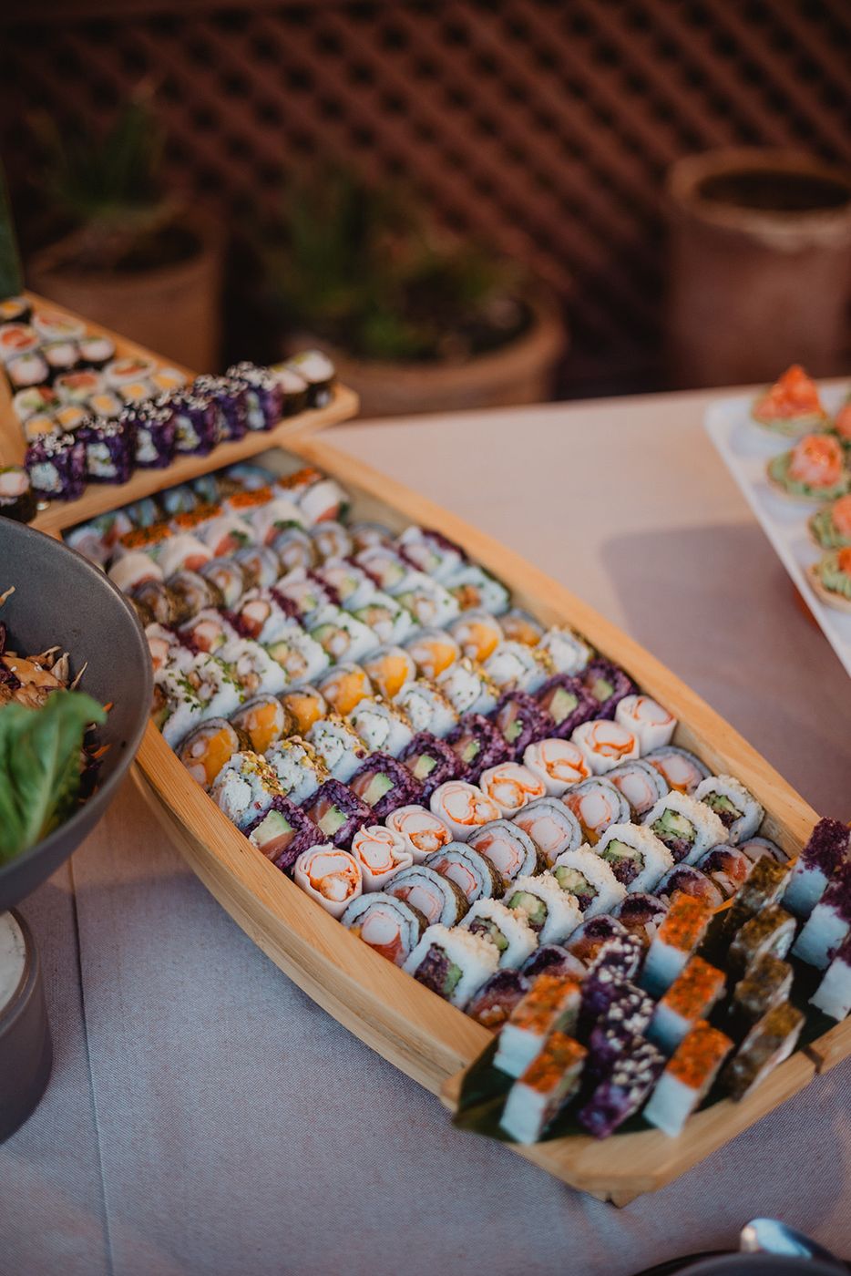 Sushi boat on the buffet