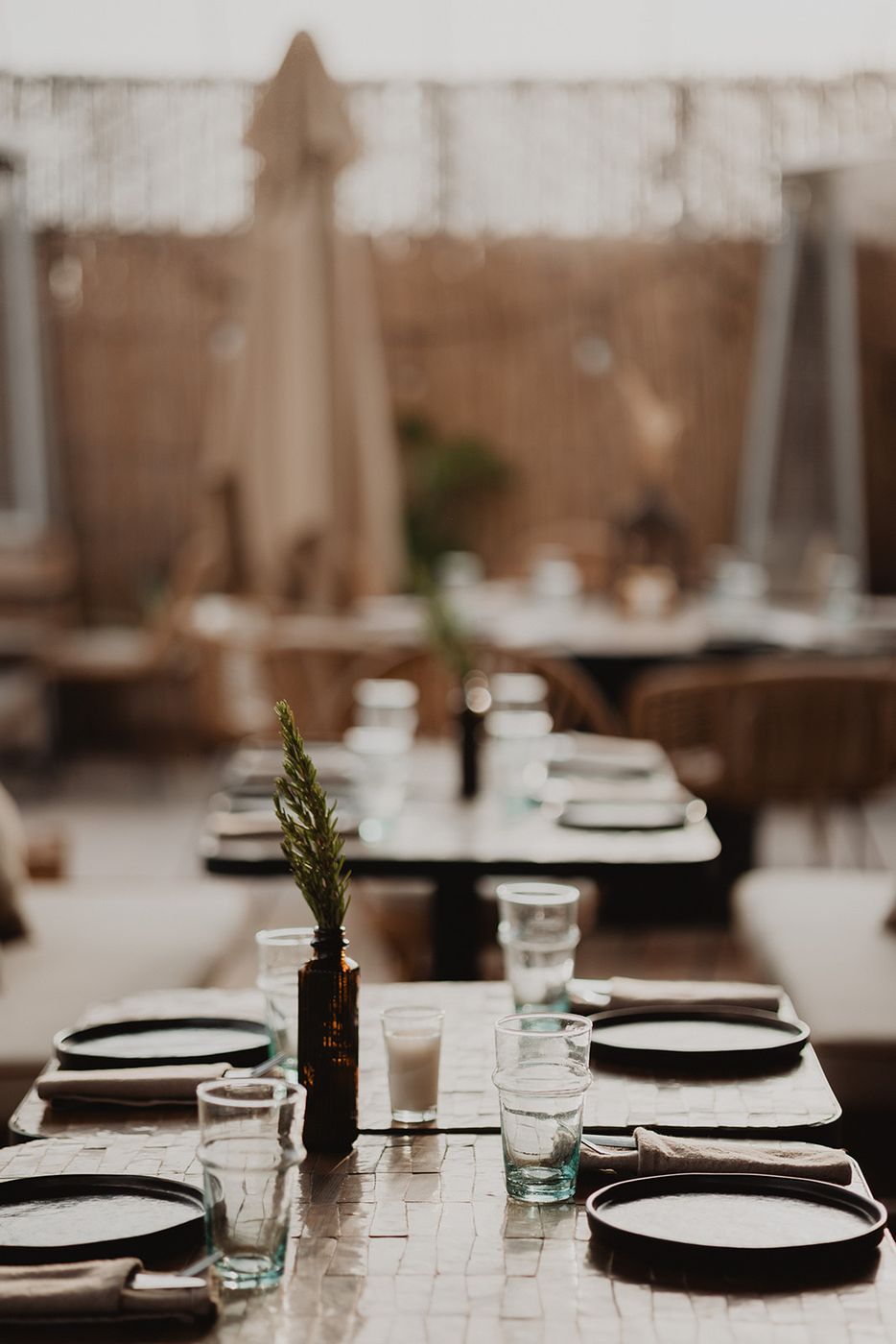 Tables set on the terrace